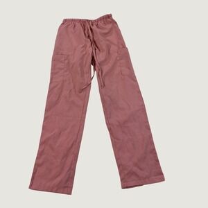 Beverly Hills Uniforms Womens L Scrub Pants Pink Cargo Drawstring Elastic K81